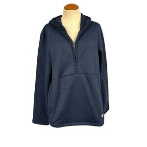 MENS Orvis Dark Blue Fleece Pullover Better Sweater Hooded Sweatshirt Gorpcore